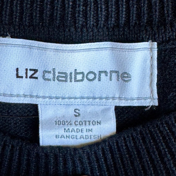 Liz Claiborne Chevron Stripe Sweater Black White Long Sleeve Size S - Picture 6 of 12